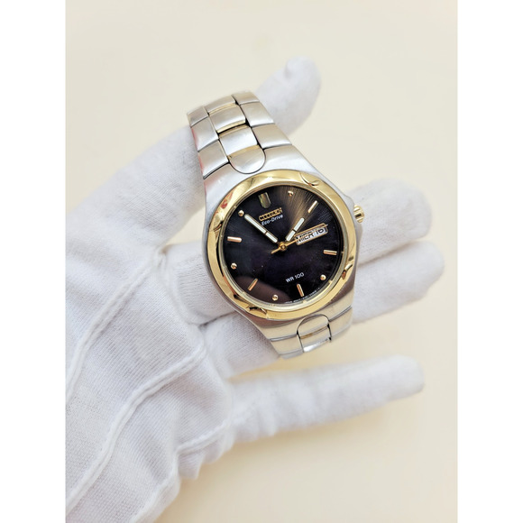 Citizen Eco-Drive Black Dial Date Day St. Steel Quartz Watch E101-K17543 main image 10